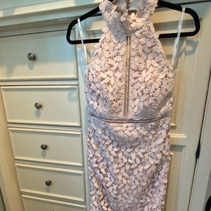 Blush pink halter dress.